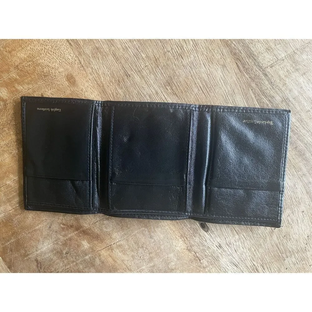 Vintage Black Leather Trifold Wallet with Flying Ducks Embossing Bag Bazaar